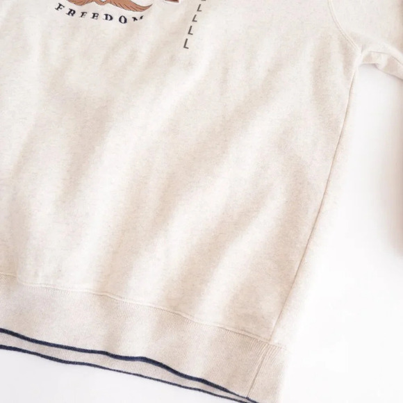 Vintage 90S Croft And Barrow Sport Cream Navy Embroidered  Usa Crew Neck Sweater - Picture 5 of 13